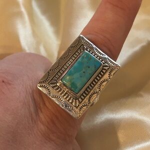 Sterling Silver and Turquoise Statement Ring size 11